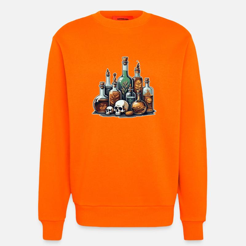 Alchemie Fläschchen Schädel Design - Sweatshirt - made by SPREAD  - SUNSET ORANGE