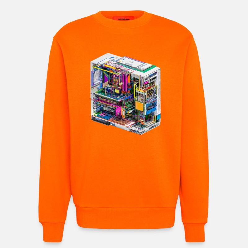Buntes Innenleben eines Computers - Sweatshirt - made by SPREAD  - SUNSET ORANGE