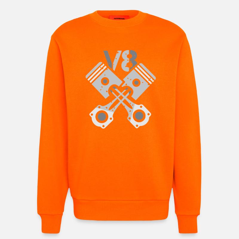 V8 Engine Piston – Mechanic Power Design - Sweatshirt - made by SPREAD  - SUNSET ORANGE