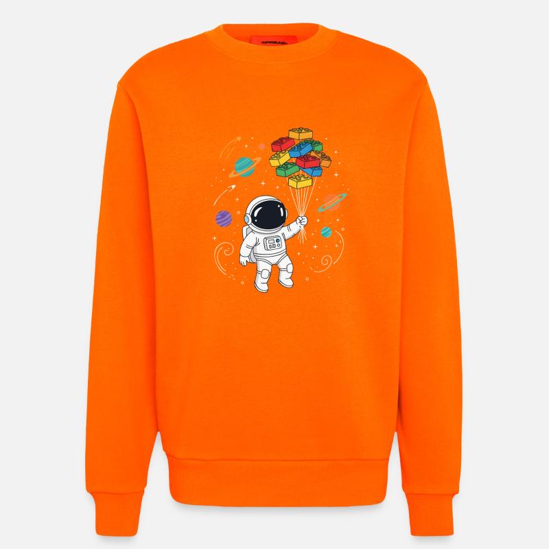 Astronaut Bausteine Space Brick Builder - Sweatshirt - made by SPREAD - SUNSET ORANGE
