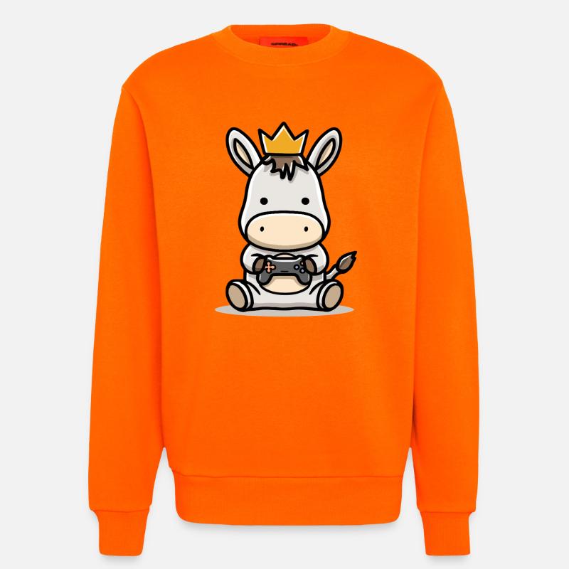Gamer Esel mit controller Krone - Sweatshirt - made by SPREAD  - SUNSET ORANGE