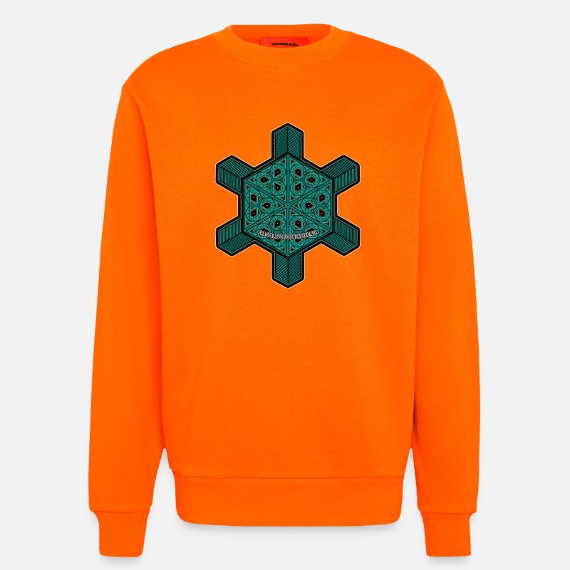 Expérience d’évolution fractale Yoga Méditation Goa - Sweat bio décontracté fabriqué en UE - SUNSET ORANGE