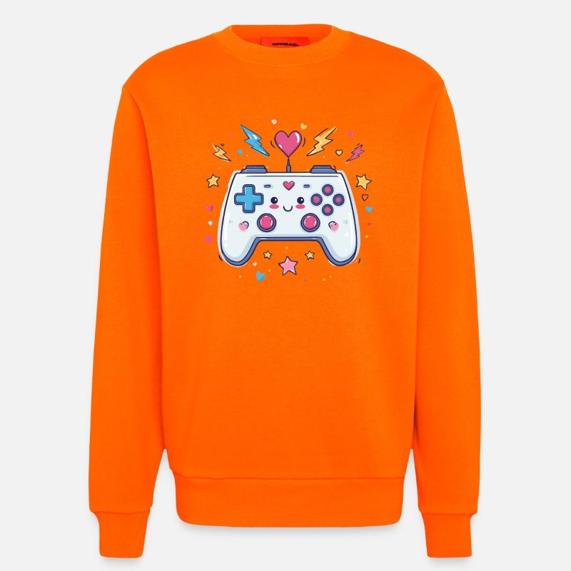 Heart Controller Doodle Pixel Pop - Sweatshirt - made by SPREAD  - SUNSET ORANGE