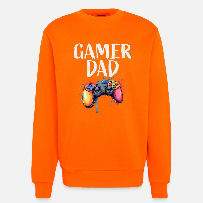 Gamer Papa Controller Splash - Sweatshirt - made by SPREAD - SUNSET ORANGE
