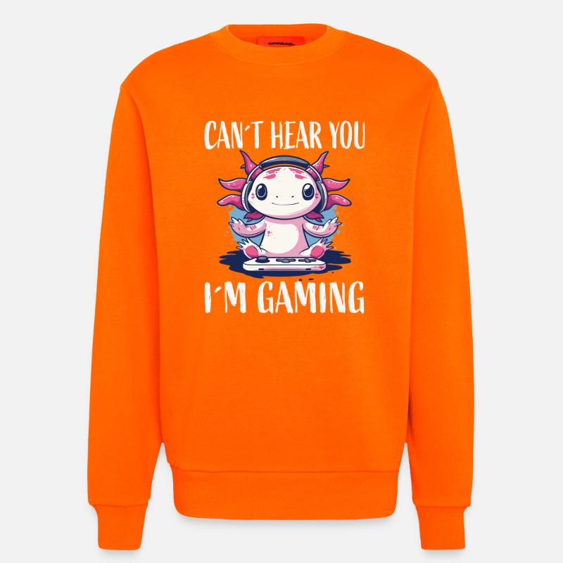 Gaming Axolotl mit Headset - Sweatshirt - made by SPREAD  - SUNSET ORANGE