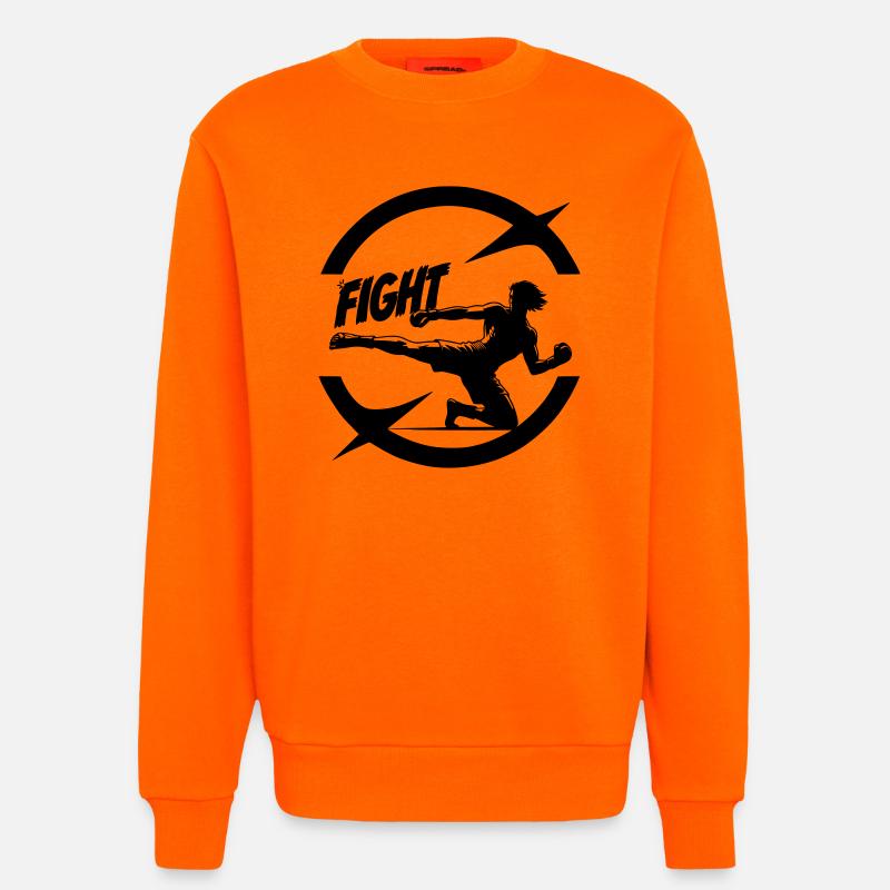 Cooles Kickboxer Emblem mit Fight Text - Sweatshirt - made by SPREAD  - SUNSET ORANGE
