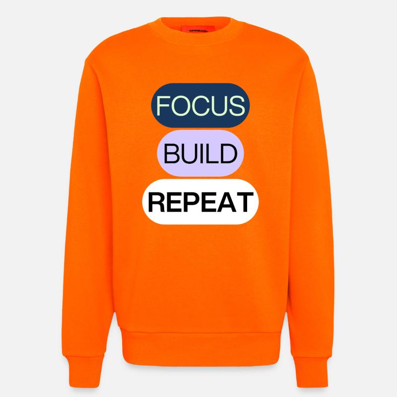 Focus, Build, Repeat – Creator Mindset - Sweatshirt - made by SPREAD - SUNSET ORANGE