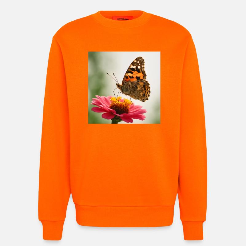 Schmetterling auf einer rosa Blume - Sweatshirt - made by SPREAD  - SUNSET ORANGE