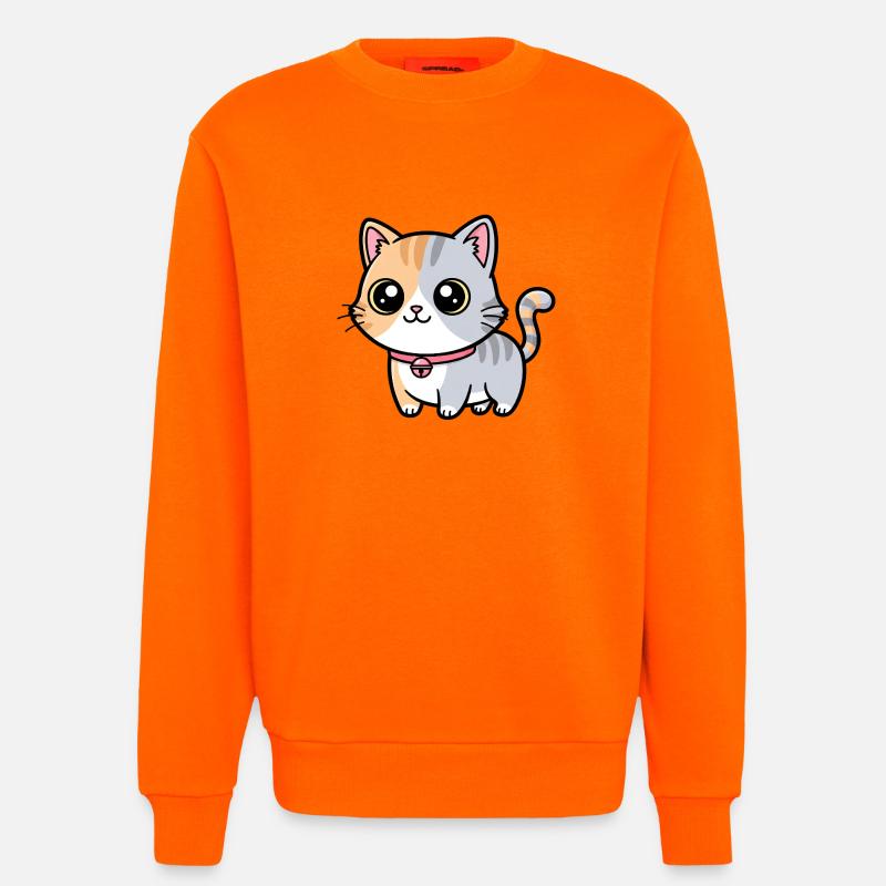 Charme de collier chaton calicot - Sweat bio décontracté fabriqué en UE - SUNSET ORANGE