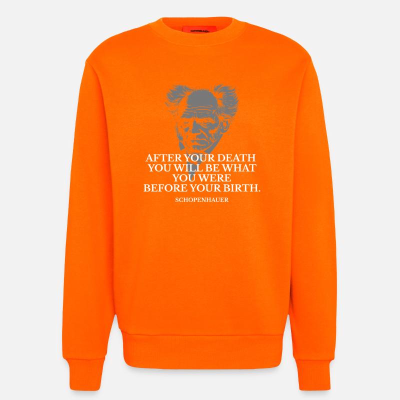 Schopenhauer Geburts- und Todeszitat - Sweatshirt - made by SPREAD - SUNSET ORANGE