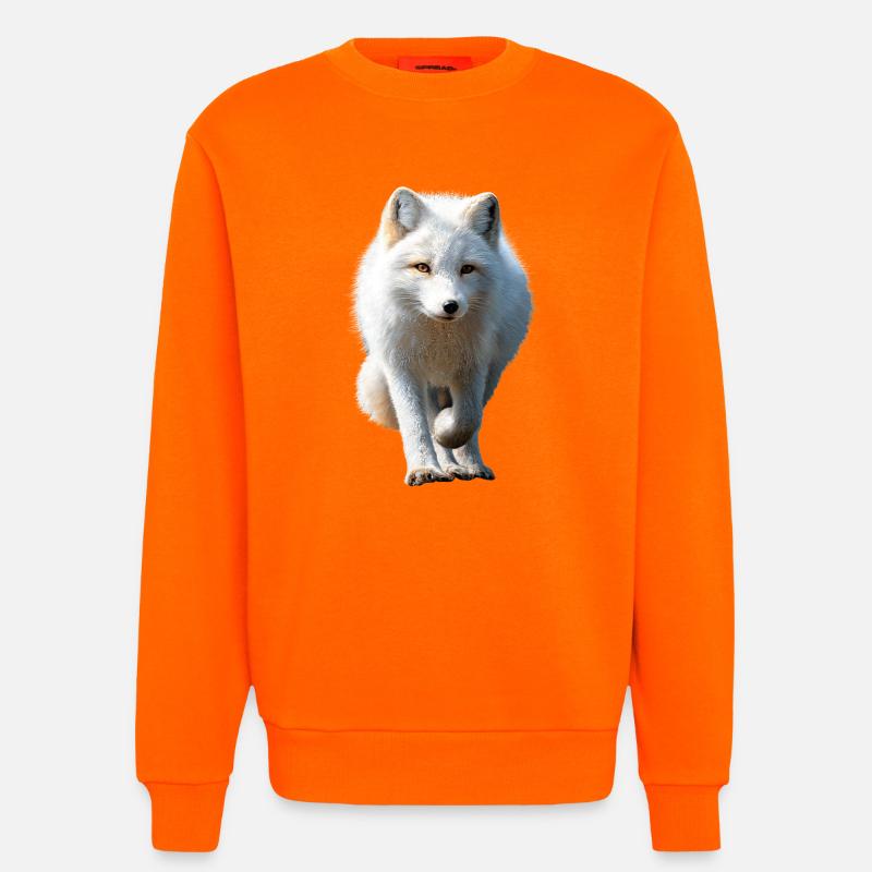 Polarfuchs Schneefuchs Eisfuchs Süßer Weißer Fuchs - Sweatshirt - made by SPREAD  - SUNSET ORANGE