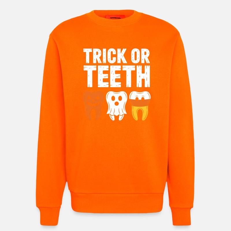 Trick oder Teeth: Halloween Teeth Trio - Sweatshirt - made by SPREAD  - SUNSET ORANGE