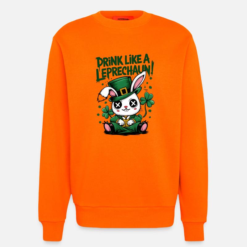 Drinking Bunny Leprechaun St. Patrick's Day - Sweatshirt - made by SPREAD  - SUNSET ORANGE