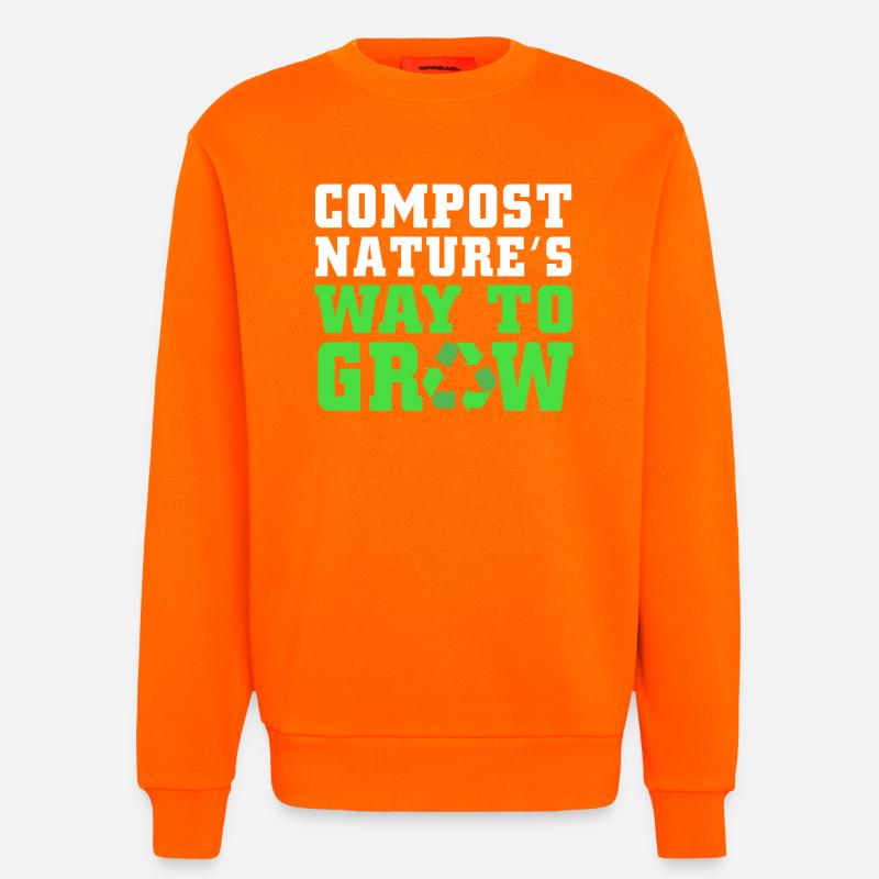 Cadeau de vers de compost - Sweat bio décontracté fabriqué en UE - SUNSET ORANGE