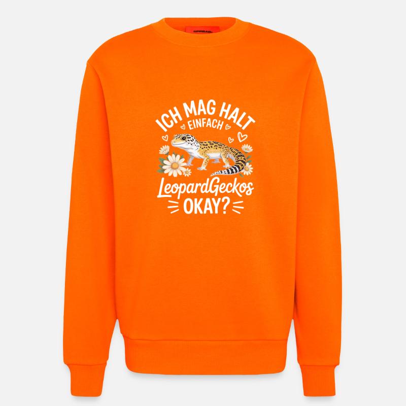 Leopardgecko Herzflor Spruch - Sweatshirt - made by SPREAD  - SUNSET ORANGE