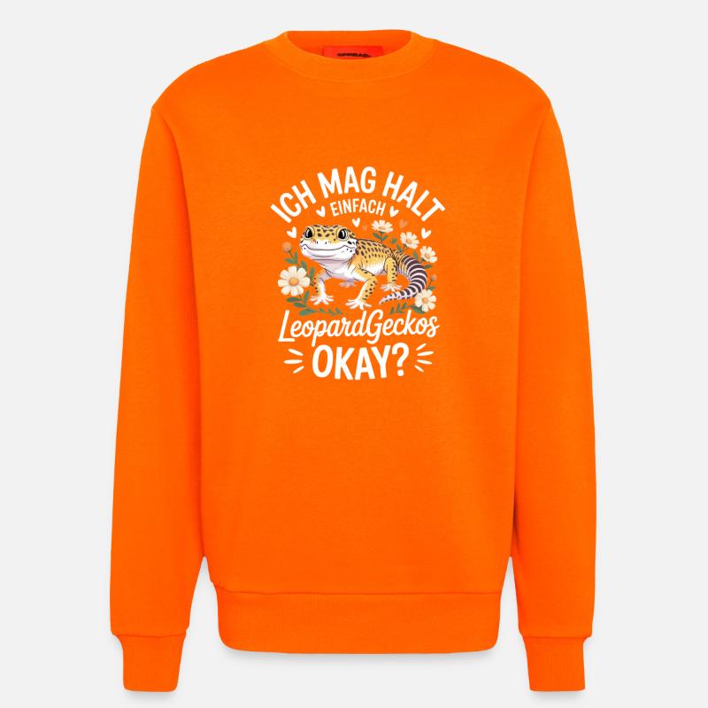 LeopardGecko Charm mit Blüten - Sweatshirt - made by SPREAD  - SUNSET ORANGE