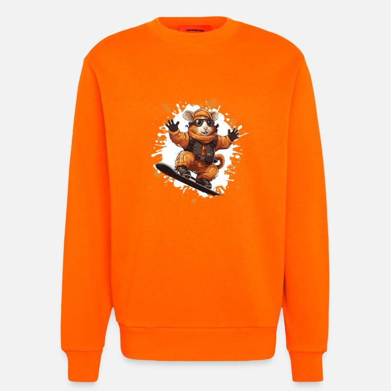Planche à neige hamster - Sweat bio décontracté fabriqué en UE - SUNSET ORANGE