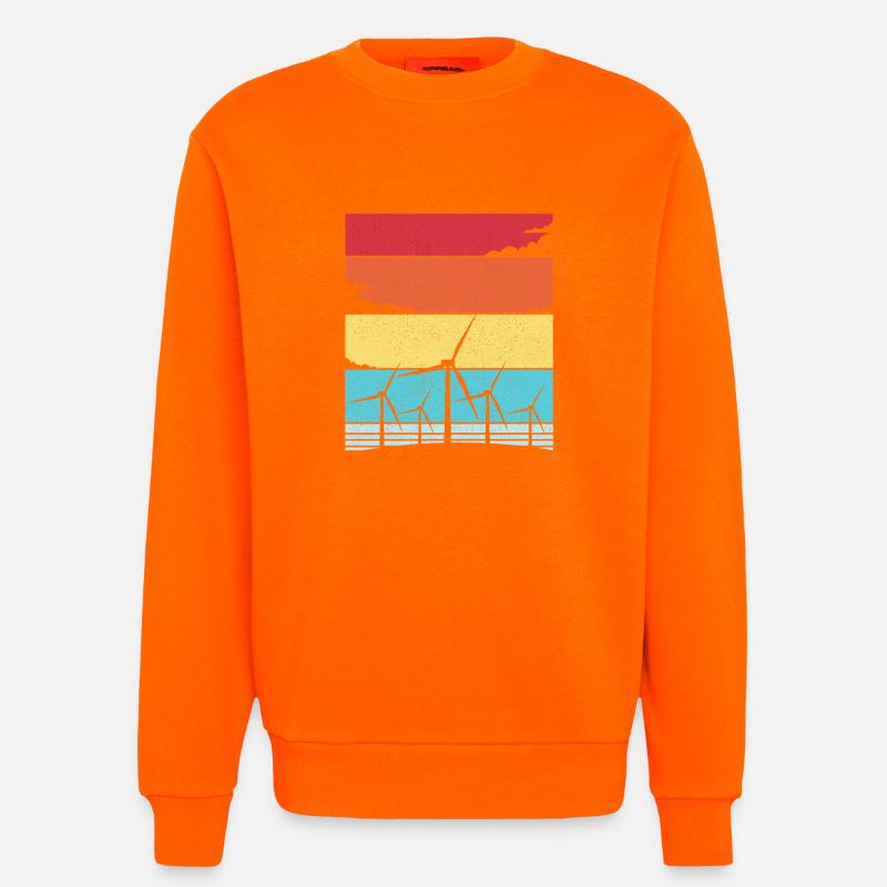 Énergie éolienne Éolienne Éolienne - Sweat bio décontracté fabriqué en UE - SUNSET ORANGE