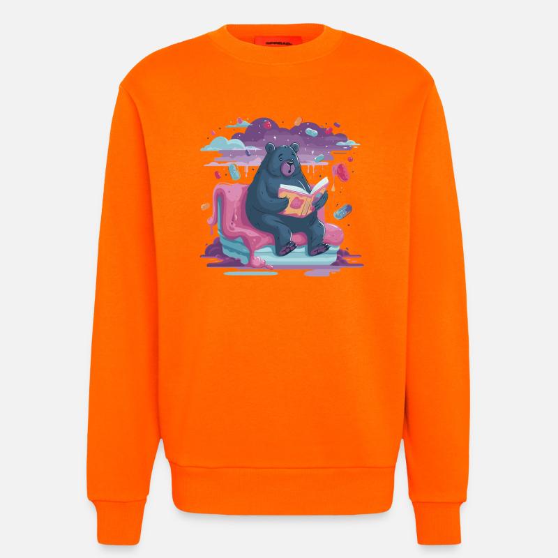Lesender Bär im Candy-Traum - Sweatshirt - made by SPREAD  - SUNSET ORANGE