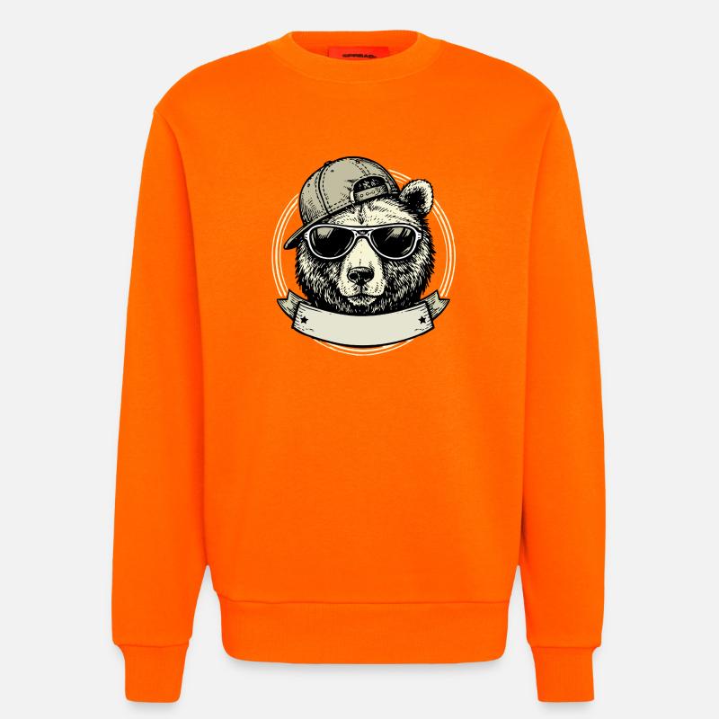 Bär mit Retro-Sonnenbrille - Sweatshirt - made by SPREAD - SUNSET ORANGE
