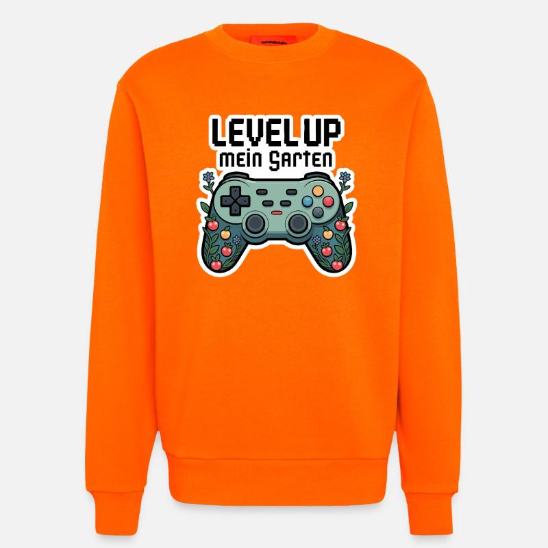 Level Up Garten-Controller Design - Sweatshirt - made by SPREAD  - SUNSET ORANGE