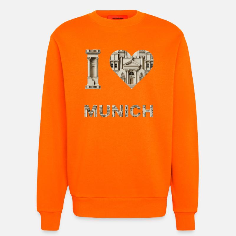 I love Munich – Classical Architecture Love - Sweatshirt - made by SPREAD - SUNSET ORANGE