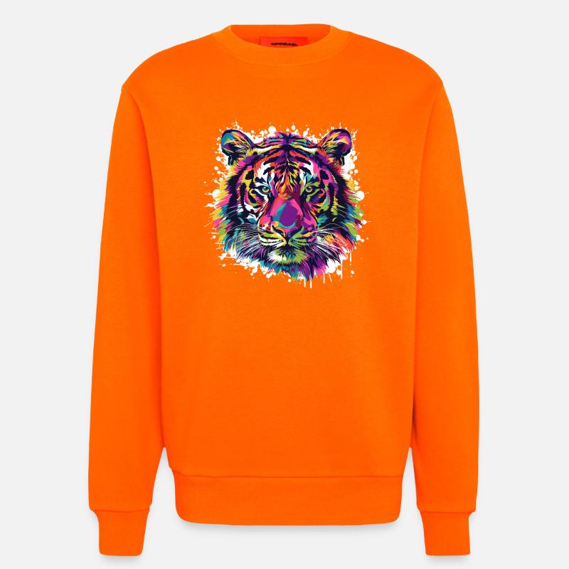 Tiger Tier Farbklecks - Sweatshirt - made by SPREAD  - SUNSET ORANGE