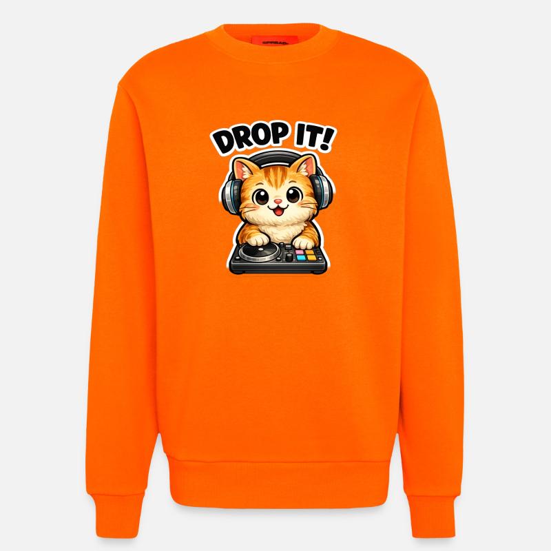 Drop It DJ Cat - Sweatshirt - made by SPREAD  - SUNSET ORANGE