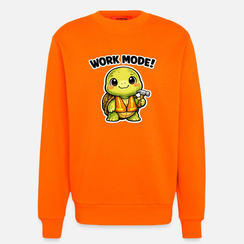 Arbeitsmodus Schildkröte Bauheld - Sweatshirt - made by SPREAD  - SUNSET ORANGE