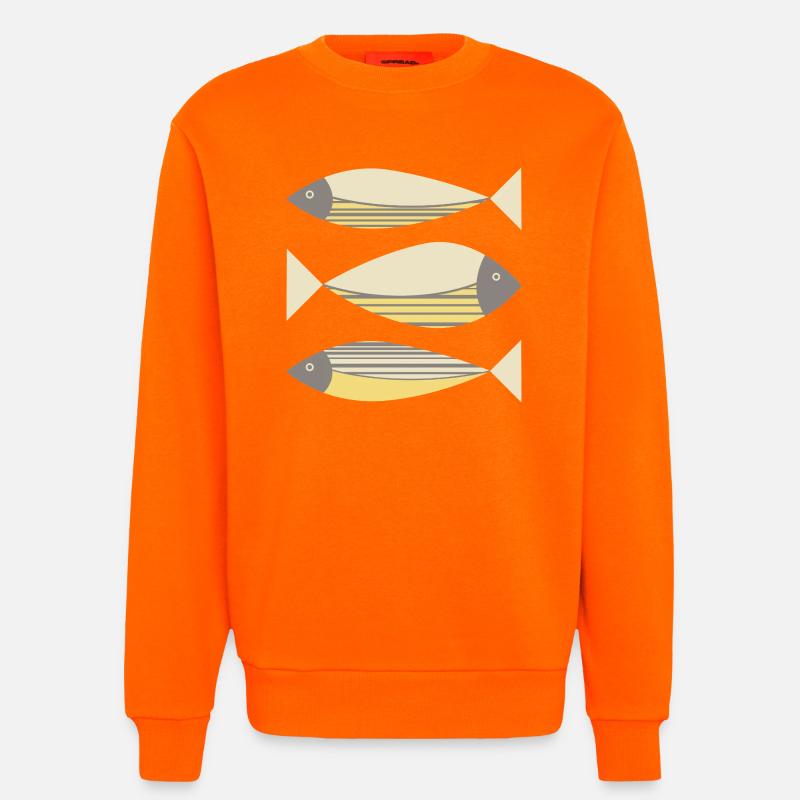 Illustrierter Grafikfisch Gelb-Grau - Sweatshirt - made by SPREAD - SUNSET ORANGE