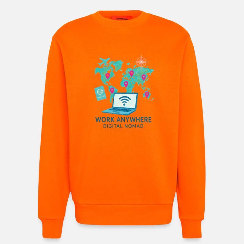 Telearbeit – Telearbeit – Voll-Fernarbeit - Sweatshirt - made by SPREAD  - SUNSET ORANGE