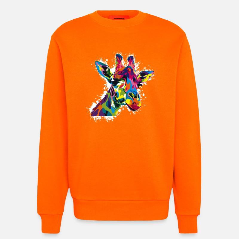 Farbige Giraffe Popart - Sweatshirt - made by SPREAD  - SUNSET ORANGE