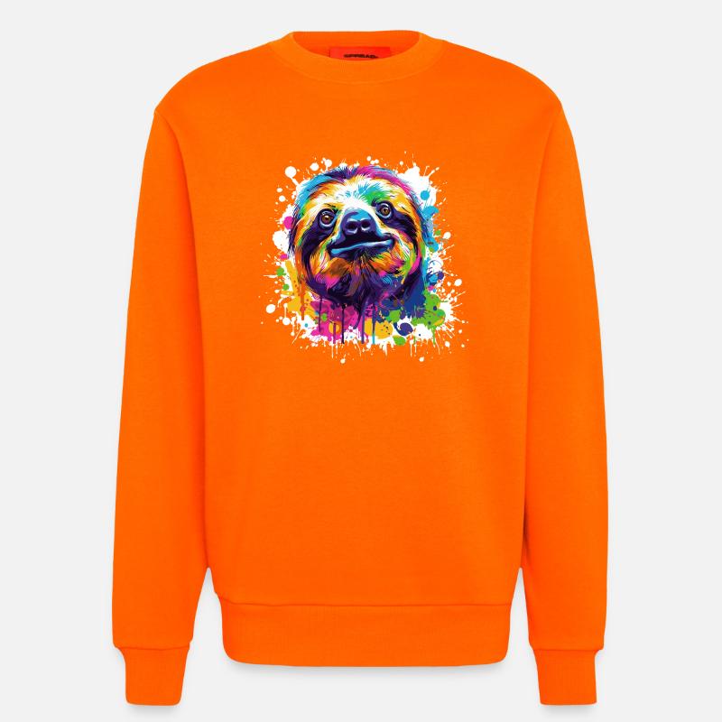 Farbexplosion Faultier Sloth - Sweatshirt - made by SPREAD  - SUNSET ORANGE