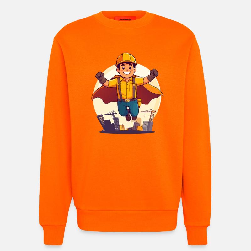 Bauhelden Superheld Bauarbeiter Held der Baustelle - Sweatshirt - made by SPREAD  - SUNSET ORANGE