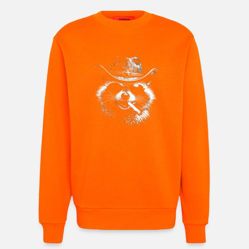 Waschbär Cowboy mit Zigarre - Sweatshirt - made by SPREAD - SUNSET ORANGE