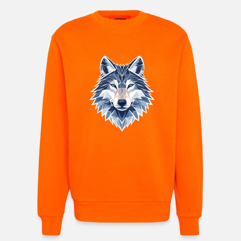 Geometrischer Wolf - Moderner Geometrischer Wolf  - Sweatshirt - made by SPREAD  - SUNSET ORANGE
