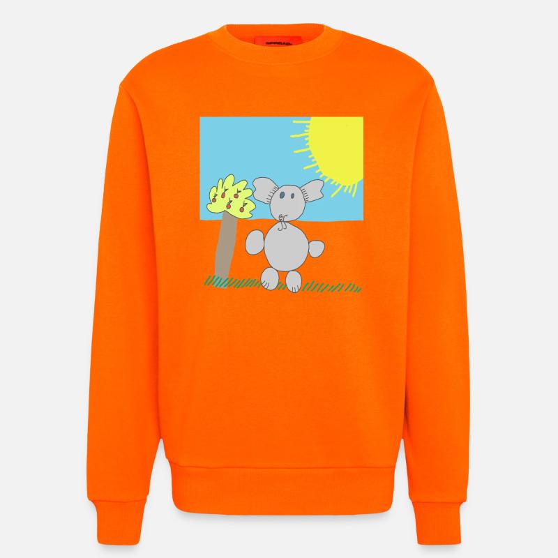Verspielter Elefant unter einer hellen Sonne - Sweatshirt - made by SPREAD  - SUNSET ORANGE