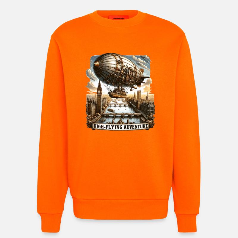 Hochfliegendes Luftschiff über Londons Horizont - Sweatshirt - made by SPREAD  - SUNSET ORANGE