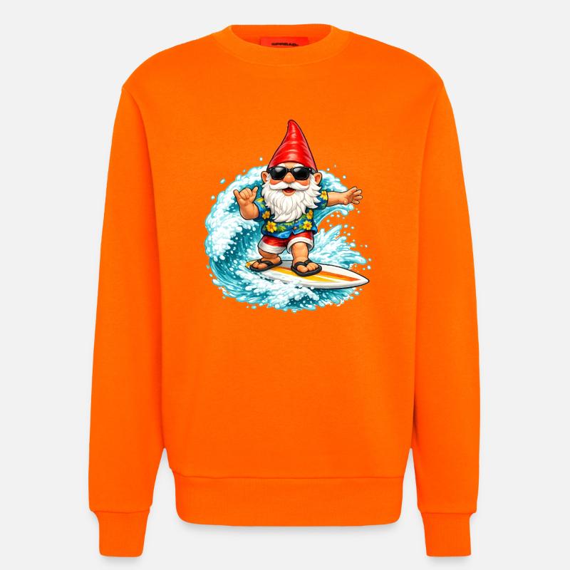 Surfender Gartenzwerg auf der Welle  - Sweatshirt - made by SPREAD  - SUNSET ORANGE