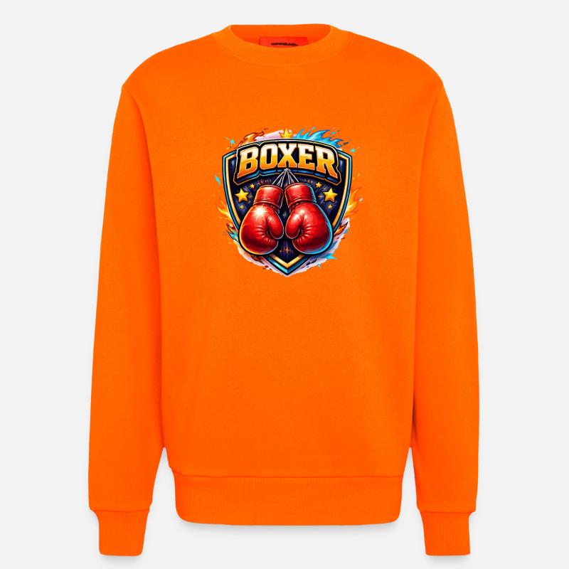 Logo de boxe combative avec gants - Sweat bio décontracté fabriqué en UE - SUNSET ORANGE