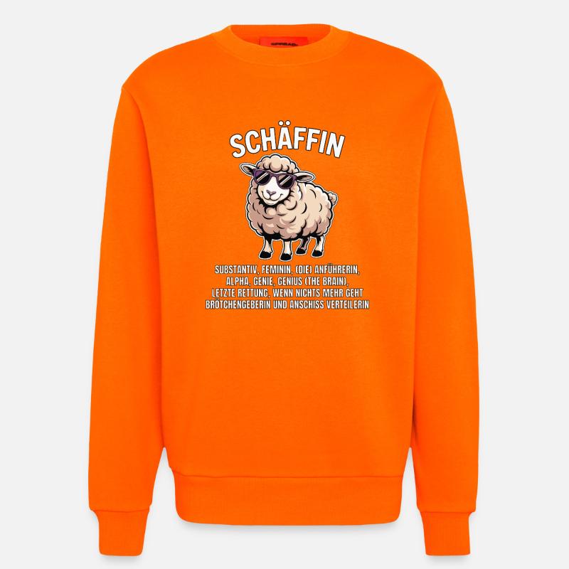 Schäffin - Alpha Schaf mit Sonnenbrille - Sweatshirt - made by SPREAD  - SUNSET ORANGE