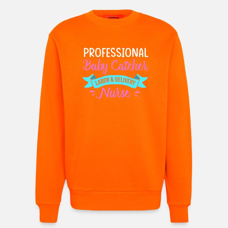 Fødsel i jordemoderfaget - Organic relaxed trøje med crewneck made in EU - SUNSET ORANGE