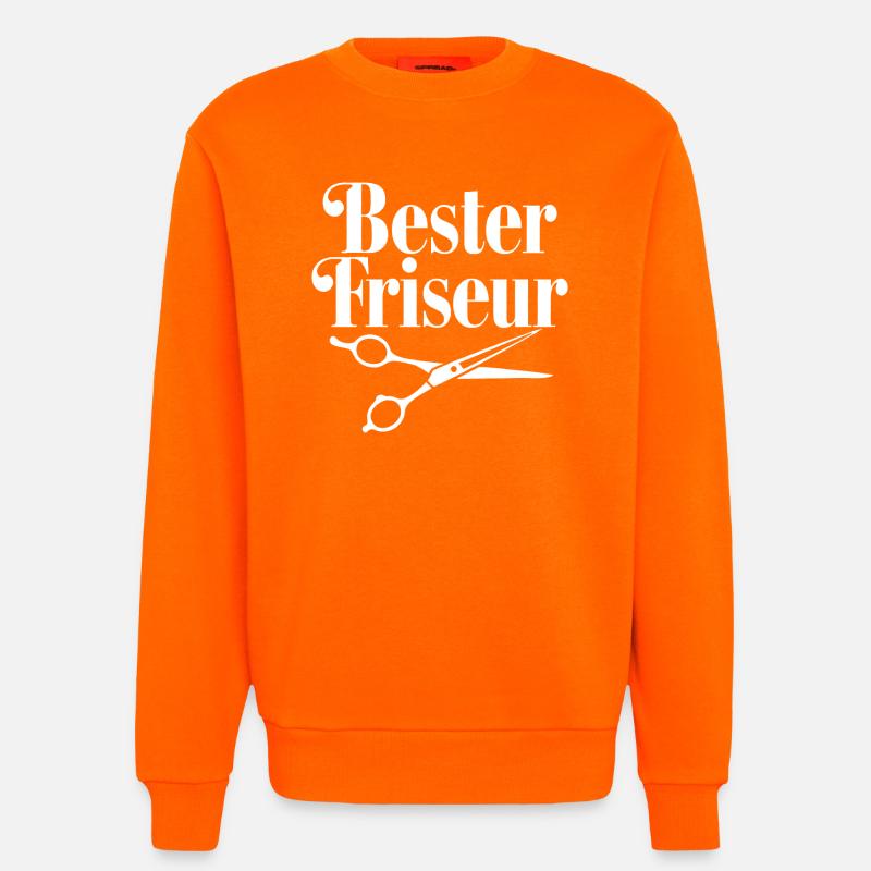 Bester Friseur mit Scheren-Logo - Sweatshirt - made by SPREAD  - SUNSET ORANGE
