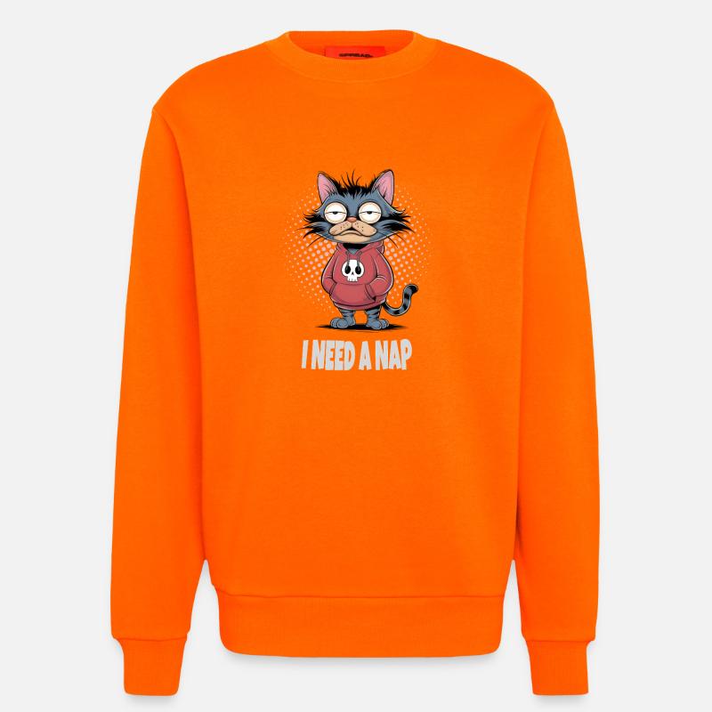 I Need A Nap Tired Cat - Sweatshirt - made by SPREAD  - SUNSET ORANGE