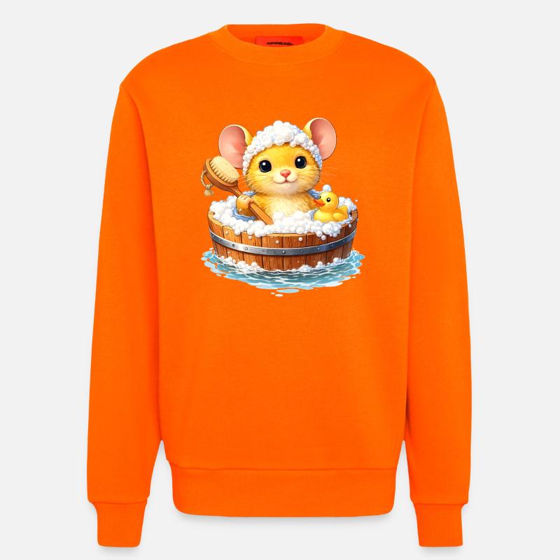 Un bain de souris mignon - Sweat bio décontracté fabriqué en UE - SUNSET ORANGE