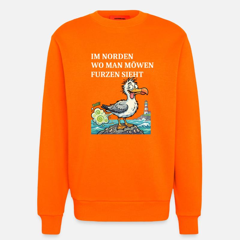 Norddeutscher Humor Spruch Möwe - Sweatshirt - made by SPREAD  - SUNSET ORANGE