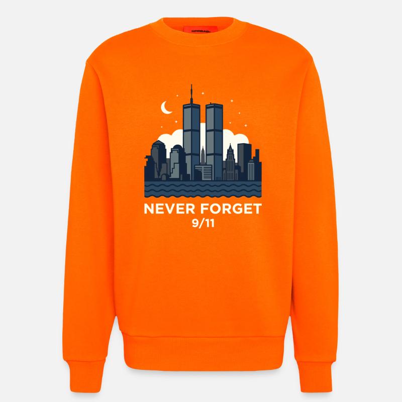 Never Forget 9/11 Skyline Night - Sweatshirt - made by SPREAD - SUNSET ORANGE