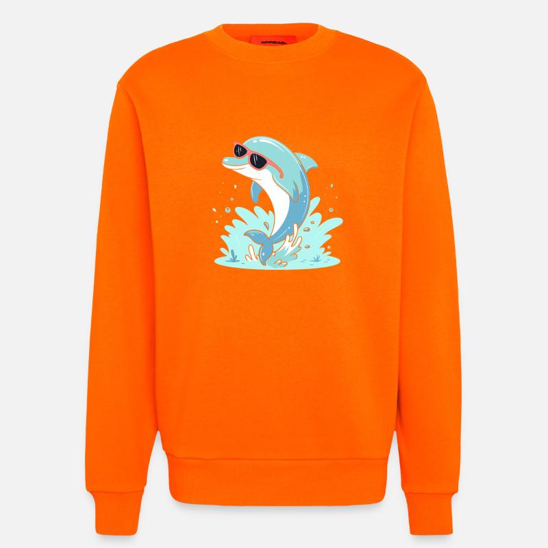 Delfin-Sommer-Pinkbrille - Sweatshirt - made by SPREAD  - SUNSET ORANGE