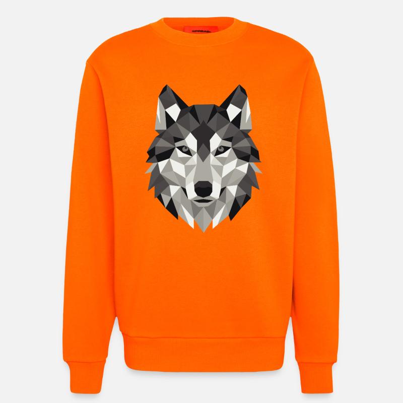 Wolf Head Lowpoly Geometry - Sweatshirt - made by SPREAD  - SUNSET ORANGE