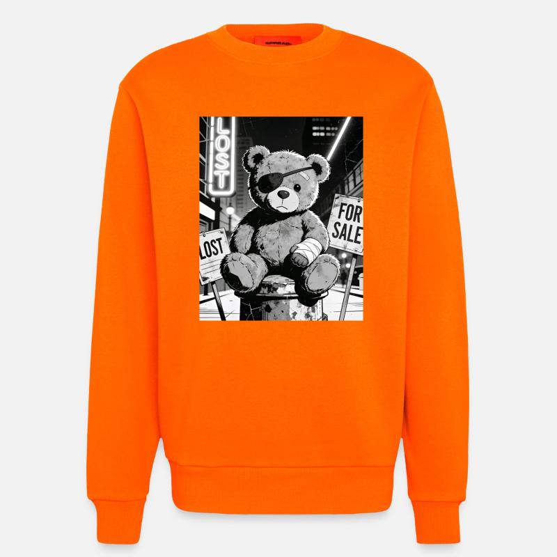Neon Noir Bear with Eye Patch - Sweatshirt - made by SPREAD  - SUNSET ORANGE